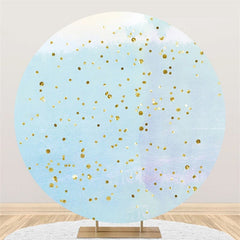Lofaris Round Gold Glitter And Blue Happy Birthday Backdrop