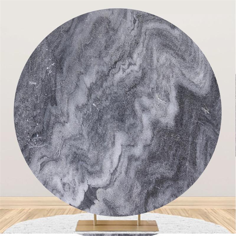 Lofaris Round Grey And White Simple Abstract Birthday Backdrop