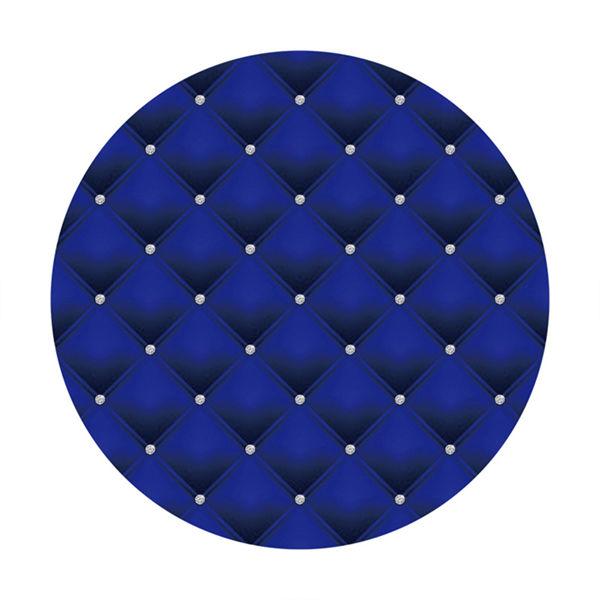 Lofaris Round Navy Blue Silver Dot Happy Birthday Backdrop