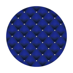 Lofaris Round Navy Blue Silver Dot Happy Birthday Backdrop