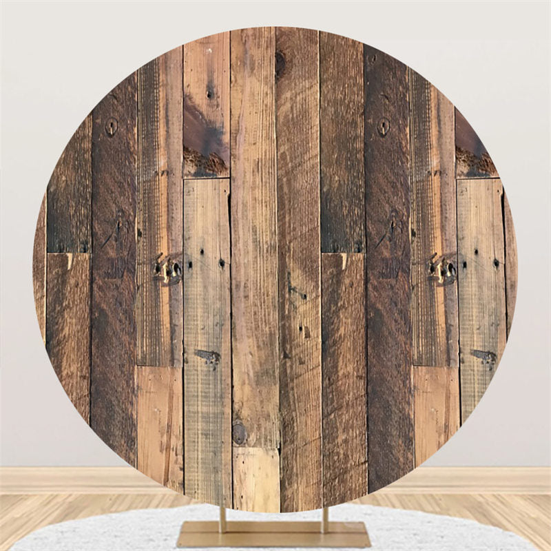 Lofaris Round Striped Wood Happy Birthday Backdrop For Party