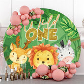 Lofaris Round Wild One Leaves Animals 1st Birthday Backdrop