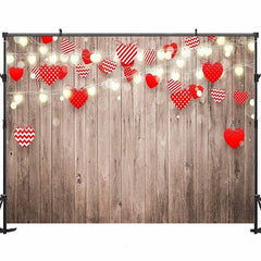 Lofaris Rustic Wood Red Love Heart Happy Valentines Backdrop