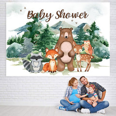 Lofaris Safari And Forest Montain Winter Baby Shower Backdrop