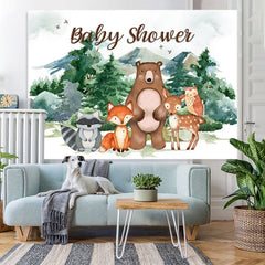 Lofaris Safari And Forest Montain Winter Baby Shower Backdrop