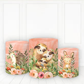 Lofaris Safari Animals Pedestal Cover Pink Floral Table