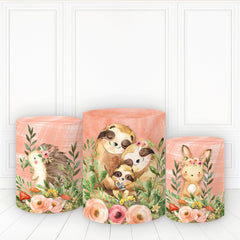 Lofaris Safari Animals Pedestal Cover Pink Floral Table