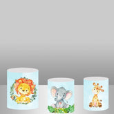 Lofaris Safari Blue Birthday Backdrop Plinth Cylinder Cover Kit