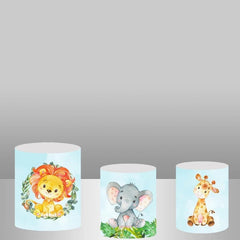 Lofaris Safari Blue Birthday Backdrop Plinth Cylinder Cover Kit