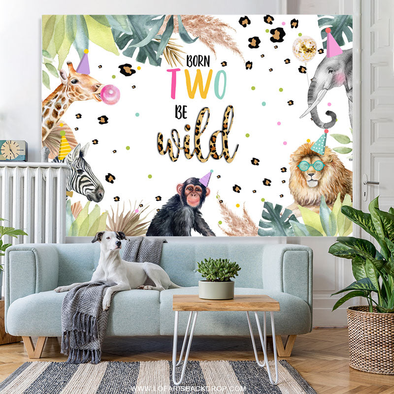 Lofaris Safari Born Two Be Wild Animal Theme Birthday Backdrop