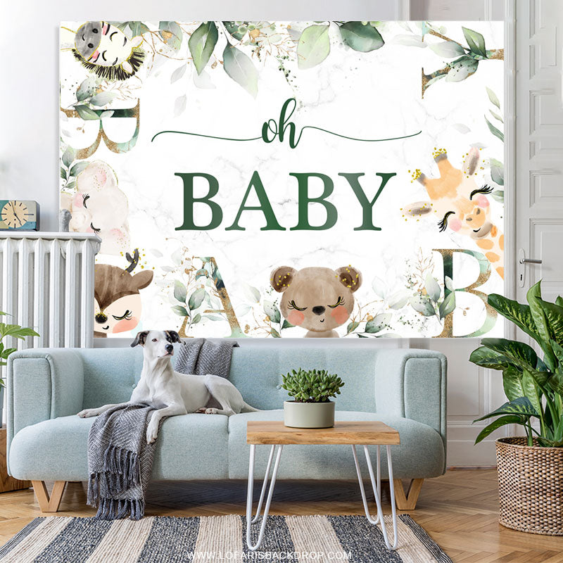 Lofaris Safari Lovely With Leaves Baby Shower Backdrop