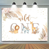 Lofaris Safari Themed Simple Wild One Happy Birthday Backdrop