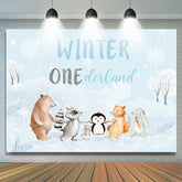 Lofaris Safari Winter Onderland Snowy Happy Birthday Backdrop