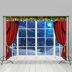 Lofaris Santa Claus Flying Over The Moon Christmas Backdrop