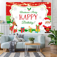 Lofaris Santa Claus With Deer Christmas Party Birthday Backdrop