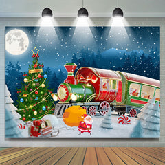 Lofaris Santa Claus With Snowy Night Moon Holiday Backdrop