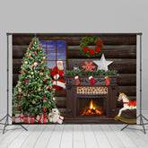 Lofaris Santa Claus With Wooden House Merry Christmas Backdrop