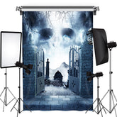 Lofaris Scary Ghost And Foggy Tomb Happy Halloween Backdrop