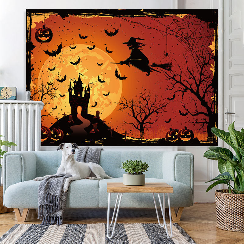 Lofaris Scary Night Pumpkins And Witches Halloween Backdrop