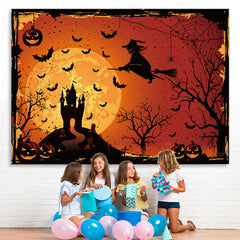 Lofaris Scary Night Pumpkins And Witches Halloween Backdrop