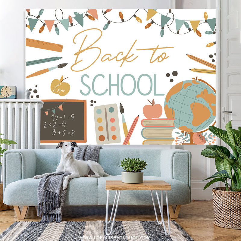 Lofaris School Little Pattern And Flags Back To Backdrop