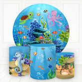 Lofaris Sea Animals Plants Round Birthday Backdrop Kit For Kids