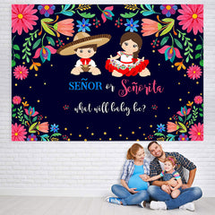 Lofaris Senor Or Senorita And Floral Baby Shower Backdrop