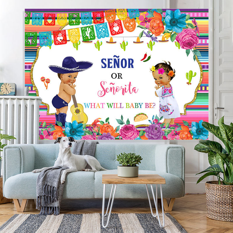 Lofaris Senor and Senorita Cute Backdrop for Baby Shower