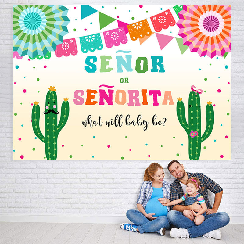 Lofaris Senor Or Senorita With Cactus Baby Shower Backdrop