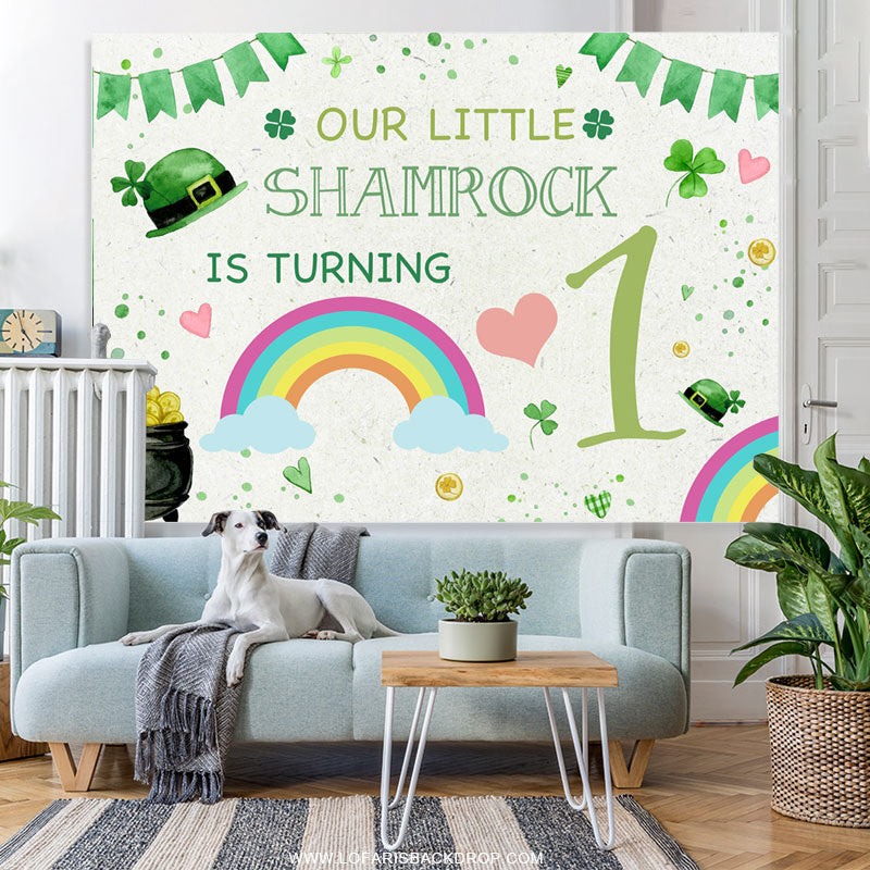 Lofaris Shamerock Is Turning 1 Rainbow Birthday Backdrop