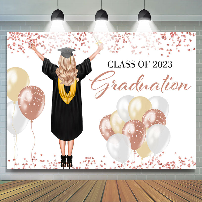 Lofaris She Did It Class Of 2023 Happy Graduation Backdrop