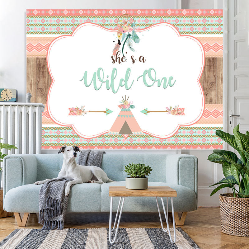 Lofaris She Is A Wild one Boho 1st Birthday Backdrop for Girl
