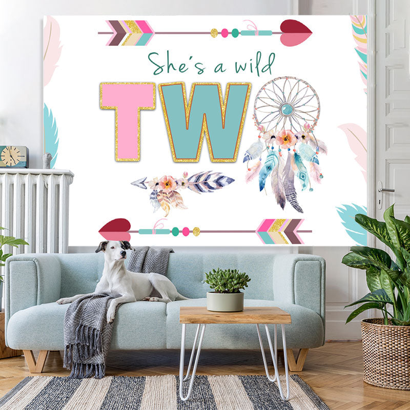 Lofaris She’S Wild Two With Dreamcatcher Birthday Backdrop