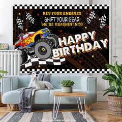 Lofaris Shift Your Gear Racing Car Happy Birthday Backdrop