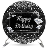 Lofaris Shiny Diamonds Dark Round Happy Birthday Backdrop