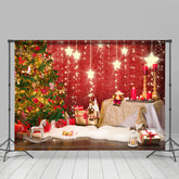 Lofaris Shiny Stars With Christmas Tree Gift Holiday Backdrop