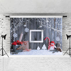Lofaris Shiny Tree Snowflake Snowman Wooden Christmas Backdrops