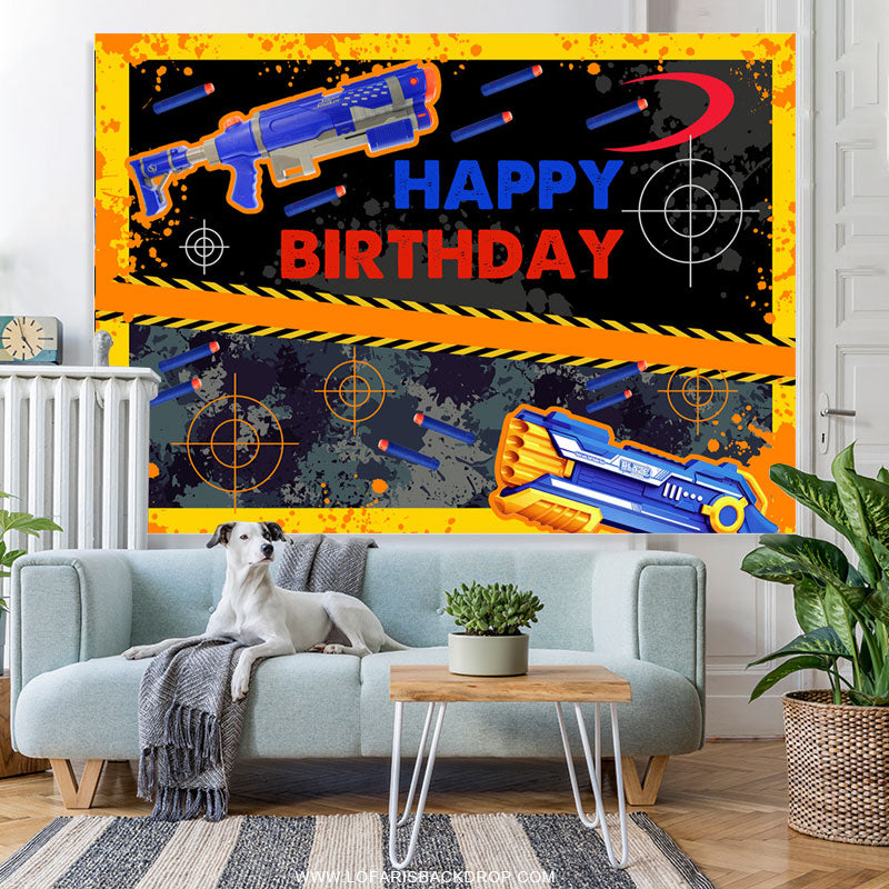 Lofaris Shooting Fire Game Excited Happy Birthday Backdrop