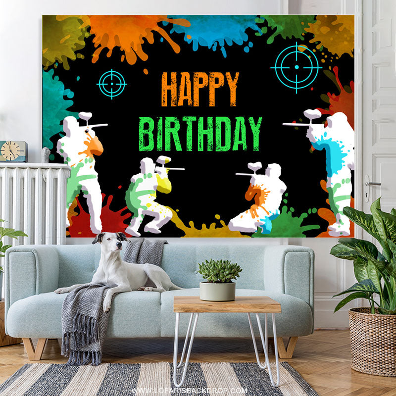 Lofaris Shooting Game Happy Birthday Backdrop For Youth