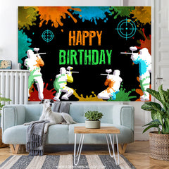Lofaris Shooting Game Happy Birthday Backdrop For Youth