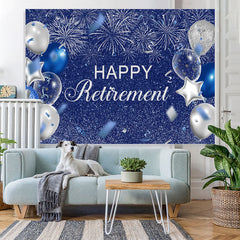 Lofaris Silver And Blue Balloon Glitter Happy Birthday Backdrop