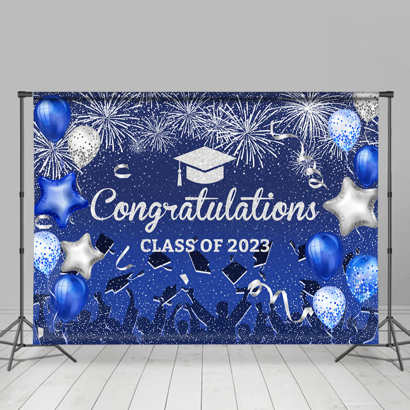 Lofaris Silver Blue Confetti 2023 Congratulation Grad Backdrop