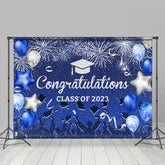 Lofaris Silver Blue Confetti 2023 Congratulation Grad Backdrop