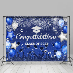 Lofaris Silver Blue Confetti 2023 Congratulation Grad Backdrop