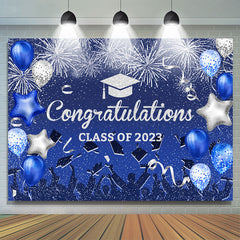 Lofaris Silver Blue Confetti 2023 Congratulation Grad Backdrop