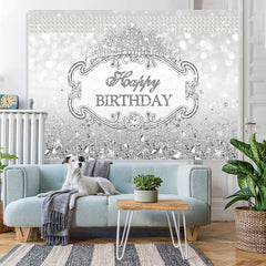 Lofaris Silver Diamond Royal Crown Princess Birthday Backdrop