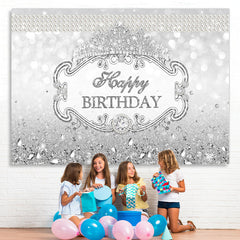 Lofaris Silver Diamond Royal Crown Princess Birthday Backdrop