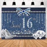Lofaris Silver Diamond Sweet Sixteen Happy Birthday Backdrop