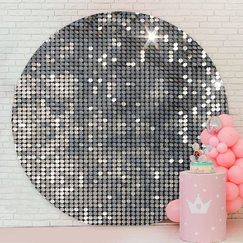 Lofaris Silver Glitter Sequins Backdrop For Disco Dance Party