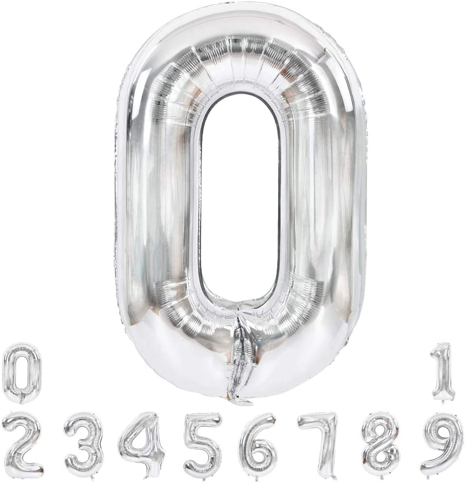 Lofaris Silver Large Giant Foil Mylar 40 Inch Number Balloons for Party